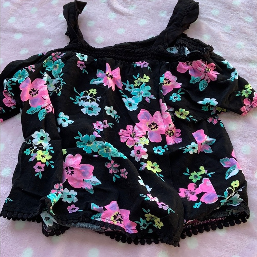 Justice Floral Cold Shoulder Shirt
